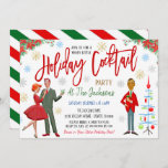 Convite de festas Coquetel de Natal Retroativo<br><div class="desc">Diversão de Natais vintages Retro Parte Cocktail Oferece Convite Modelo editável. Use este convite de festas de Natal retrógrado para o seu evento festivo</div>