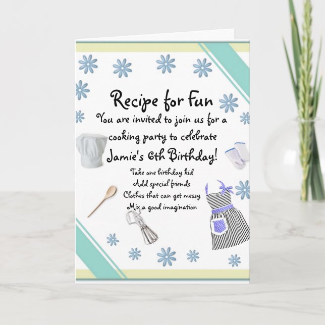 Convite de festas Cozinhar Blue Girls (Frente)