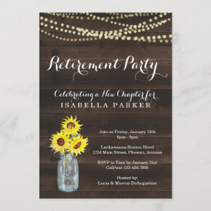 Convite de festas da aposentadoria - girassol