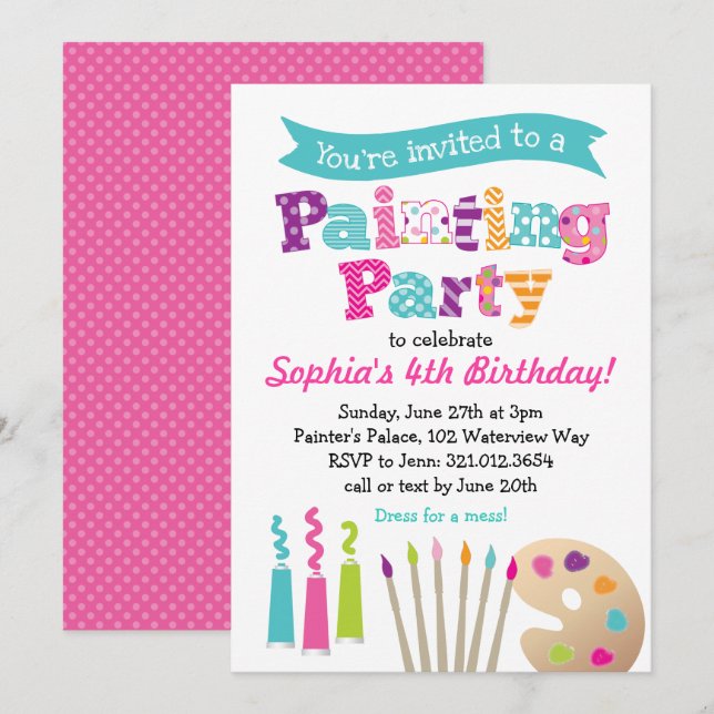 Convite de festas da arte da pintura (Frente/Verso)