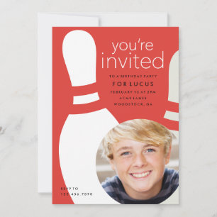 Convite de festas da boliche da foto