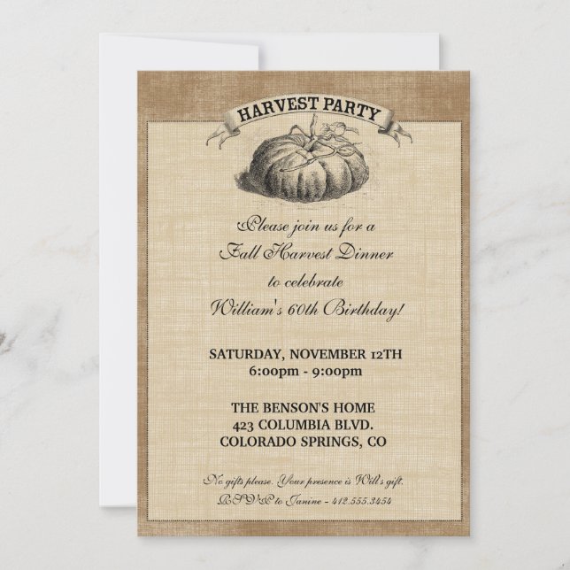 Convite de festas da colheita (Frente)