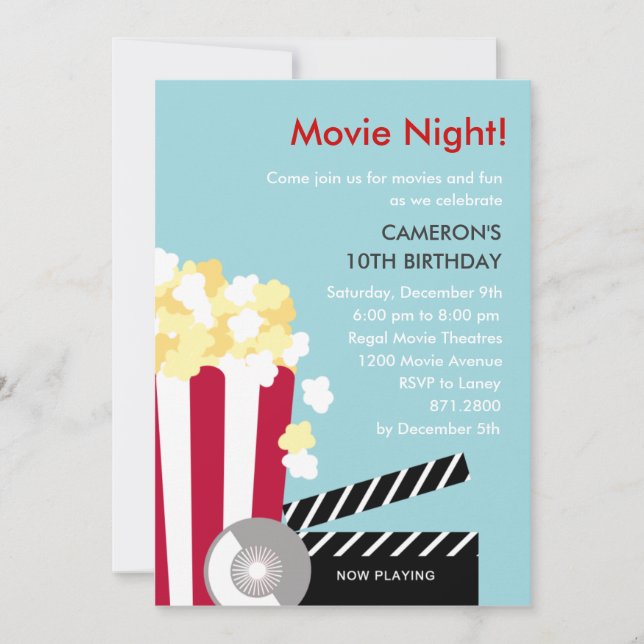 Convite de festas da Noite de Filme (Frente)