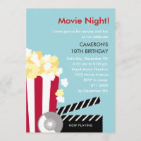 Convite de festas da Noite de Filme