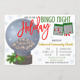 Convite de festas da Noite do Bingo de Natal