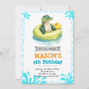 Convite de festas da piscina do Alligador