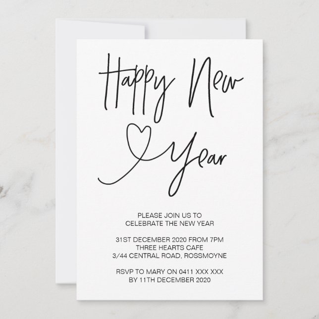 Convite de festas da véspera do feliz ano novo (Frente)