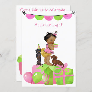 Convite de festas Dachshund Hispânico Baby Girl