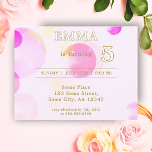 Convite de festas das bolhas cor-de-rosa-branca