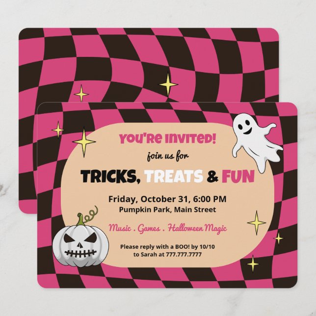 Convite de festas das Crianças de Halloween de Bom (Frente/Verso)