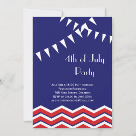 convite de festas de 4 de julho com Chevrons & Fla