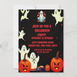 Convite de festas de Abóbora Fantasma Halloween