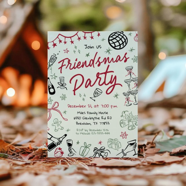 Convite de festas de Amizade Desenhado à Mão, Nata (Criador carregado)