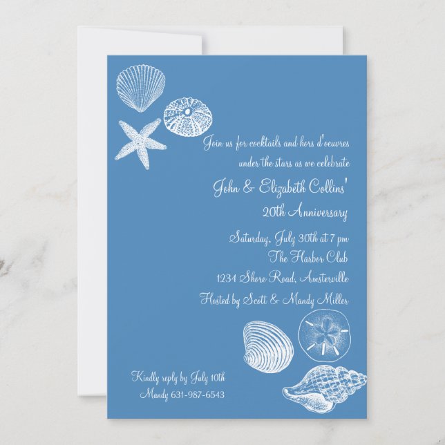 Convite de festas de Aniversário da Coleção de Sea (Frente)