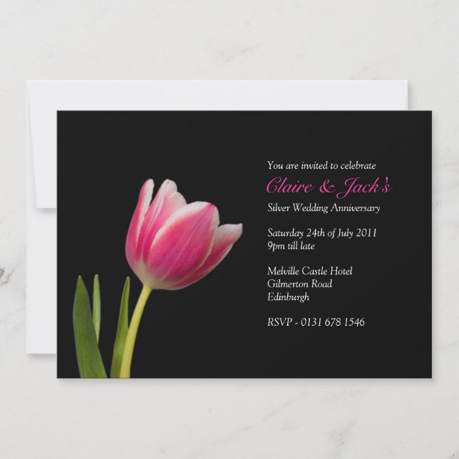Convite de festas de aniversário da Tulipa Rosa So (Frente)