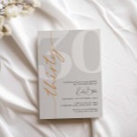 Convite de festas de aniversário de 30 anos mínimo<br><div class="desc">Este convite de festas de aniversário de 30 anos de tipografia minimalista é perfeito para uma festa de aniversário moderna. Personalizável em qualquer cor. Mantenha o design mínimo e elegante, como está, ou personalize-o adicionando seus próprios gráficos e trabalhos de arte. Para personalização mais avançada deste design, por exemplo, alteração...</div>