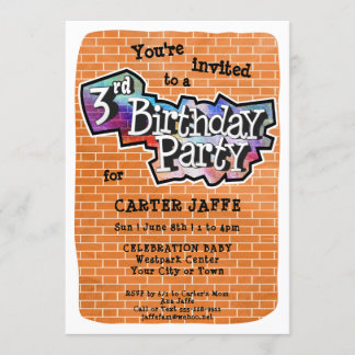 Convite de festas de aniversário de 3 anos de Graf