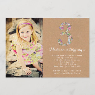 Convite de festas de aniversário de 3 anos para Me