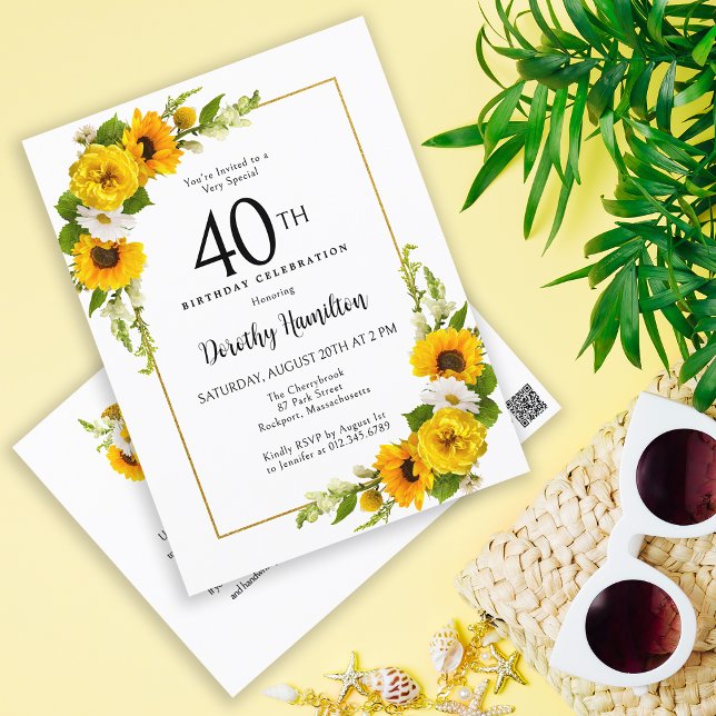 Convite de festas de aniversário de 40 anos (A Great Party Starts with a Great Invite!)
