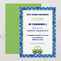 Convite de festas de Aniversário de criança de car