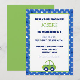 Convite de festas de Aniversário de criança de car
