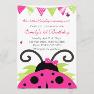 Convite de festas de Aniversário de criança Ladybu