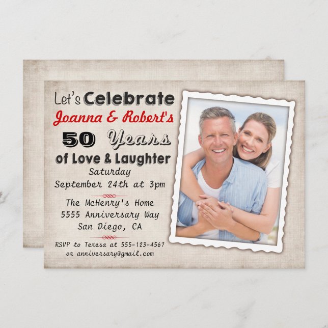 Convite de festas de aniversário retroativo com fo (Frente/Verso)