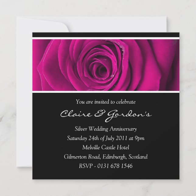 Convite de festas de Aniversário Rosa Rosa Rosa Ro (Frente)