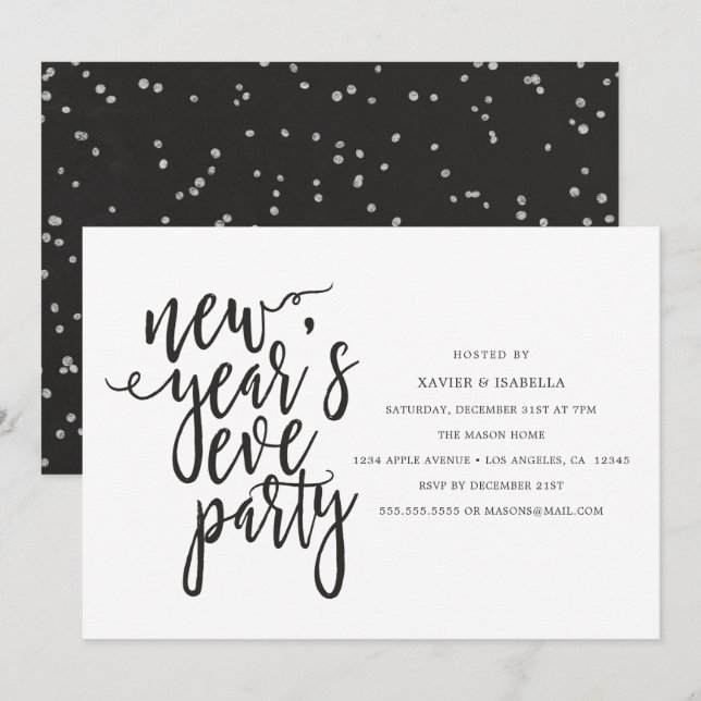 Convite de festas de Ano Novo (Frente/Verso)