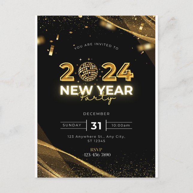 convite de festas de Ano Novo 2024 (Frente)