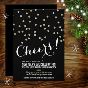 Convite de festas de Ano Novo com Pontos Luminosos
