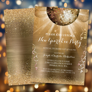 Convite de festas de Ano Novo de Glam Dourado Met