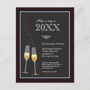 Convite de festas de Ano Novo do Brinde de Champan