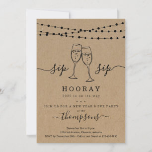 Convite de festas de Ano Novo do Sip Sip Hooray