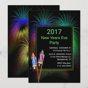 Convite de festas de Anos novos Coloridos do Firew