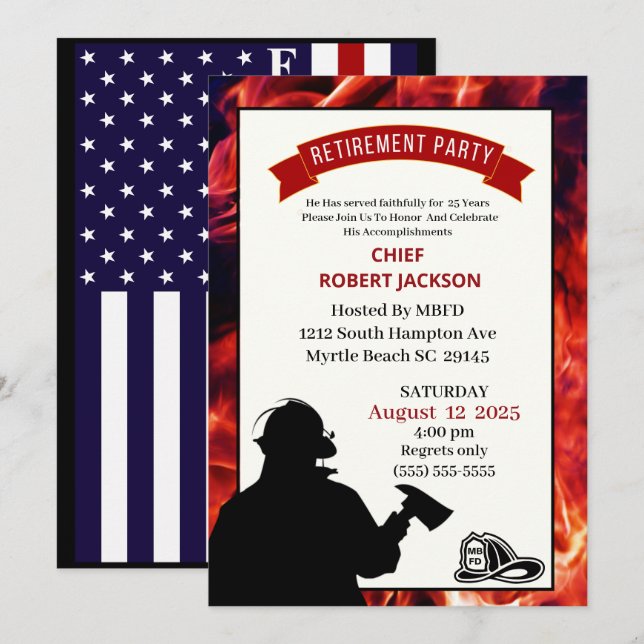 Convite de festas de Aposentação de Sinalizador de (Frente/Verso)