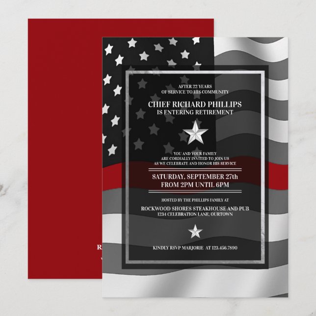 Convite de festas de Aposentação do Bombeiro (Frente/Verso)