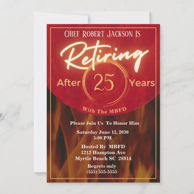 Convite de festas de Aposentação do Bombeiro (Frente)