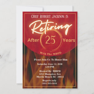 Convite de festas de Aposentação do Bombeiro