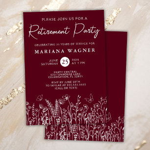 Convite de festas de aposentadoria de flores silve