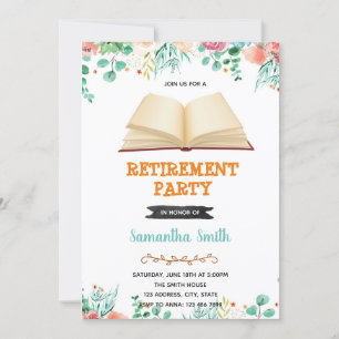 convite de festas de aposentadoria de livros