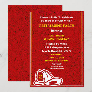 Convite de festas de Aposentadoria do Bombeiro