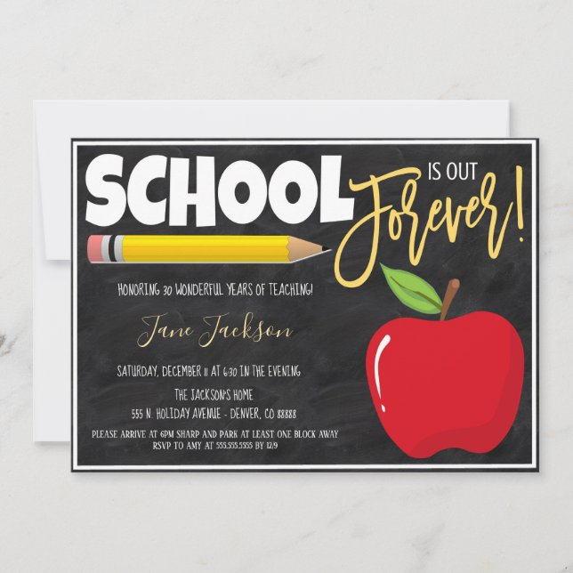 Convite de festas de aposentadoria do professor (Frente)