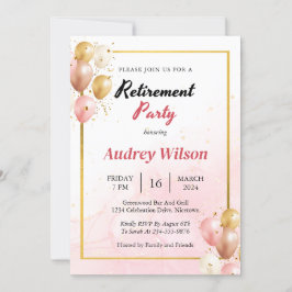 Convite de festas de aposentadoria Dourado Rosa Mo