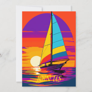 Convite de festas de aposentadoria em veleiro