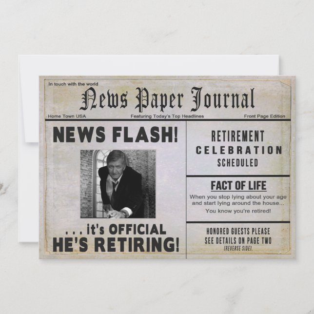 Convite de festas de aposentadoria - FOTO INSERT/  (Frente)