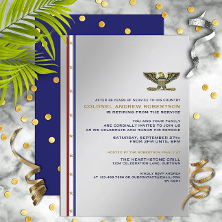 Convite de festas de aposentadoria militar