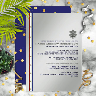 Convite de festas de aposentadoria militar