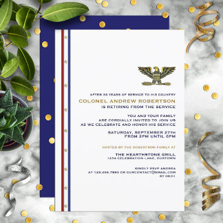 Convite de festas de aposentadoria militar