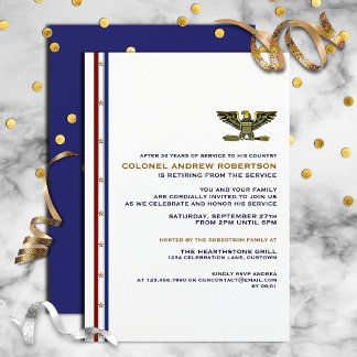 Convite de festas de aposentadoria militar